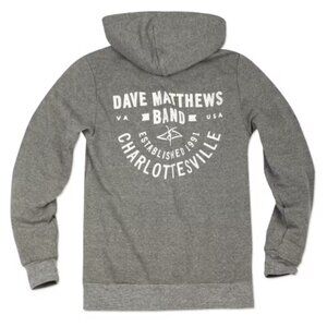 DMB Dave Matthews Band - Charlottesville Zip-Up Hooded Sweatshirt | Small | Gray